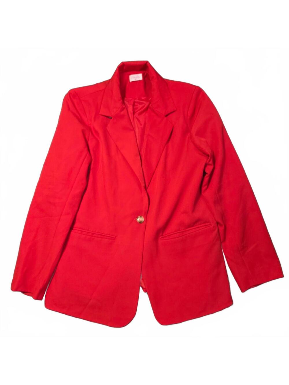 Pink Lily Women's Blazer XL Red Classic Tailored Jacket Business Professional